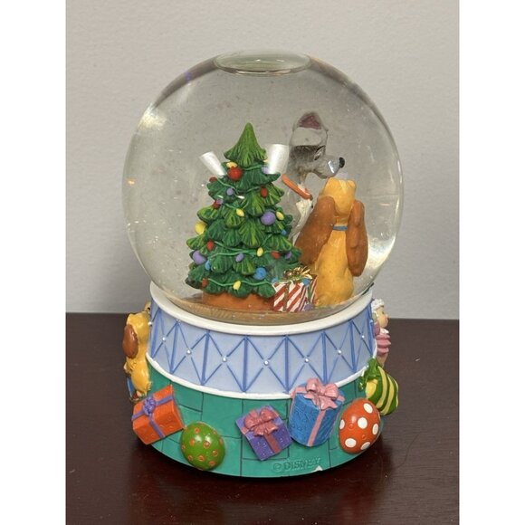 Disney Lady & The Tramp Dog Christmas Tree Deck Halls Musical Water Globe - Picture 6 of 17